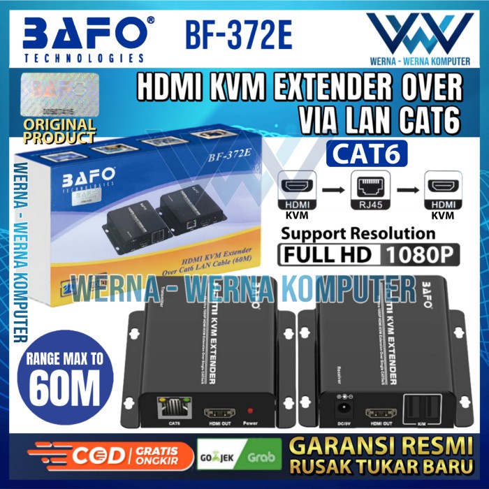 Hdmi Kvm + Extender 60 Meter Via Kabel Lan Cat6 Bf-372E Original Bafo