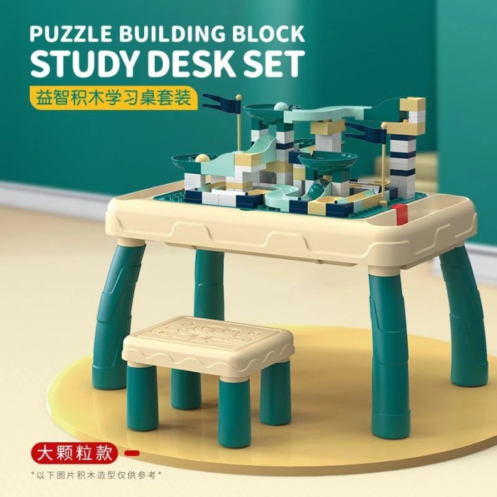 Meja Belajar Anak Puzzle Building Block Study Desk SET 1030 Meja Bricks