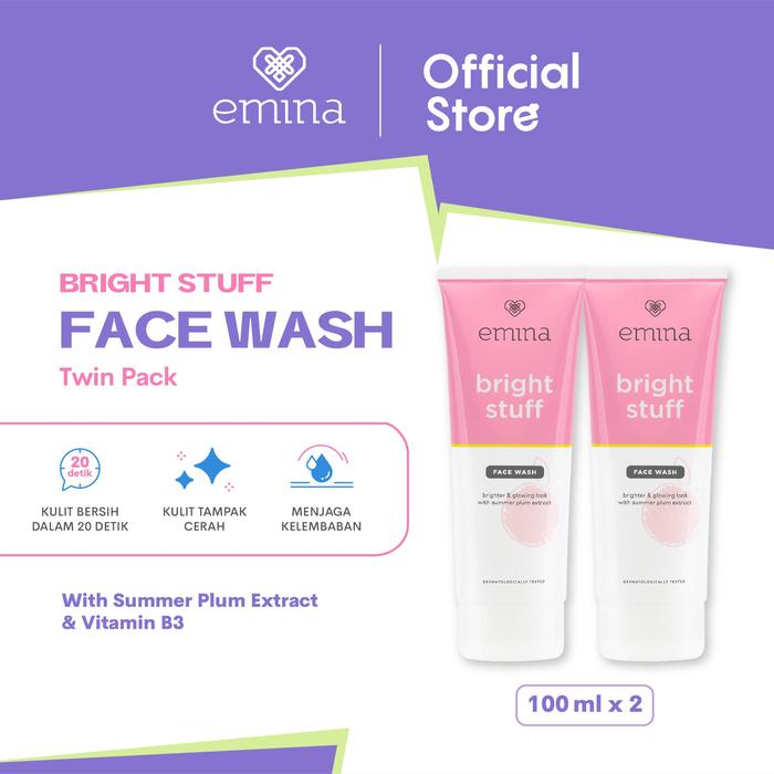 Sabun Cuci Muka Emina Bright Stuff Acne Prone Face Wash 100 mL Twin Pack - Mencerahkan untuk Kulit B