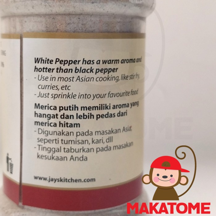 

Promo Terbatas Jay'S Kitchen White Pepper Ground Merica Putih Bubuk 75Gr Powder 75 Gr Lada 75G Aman