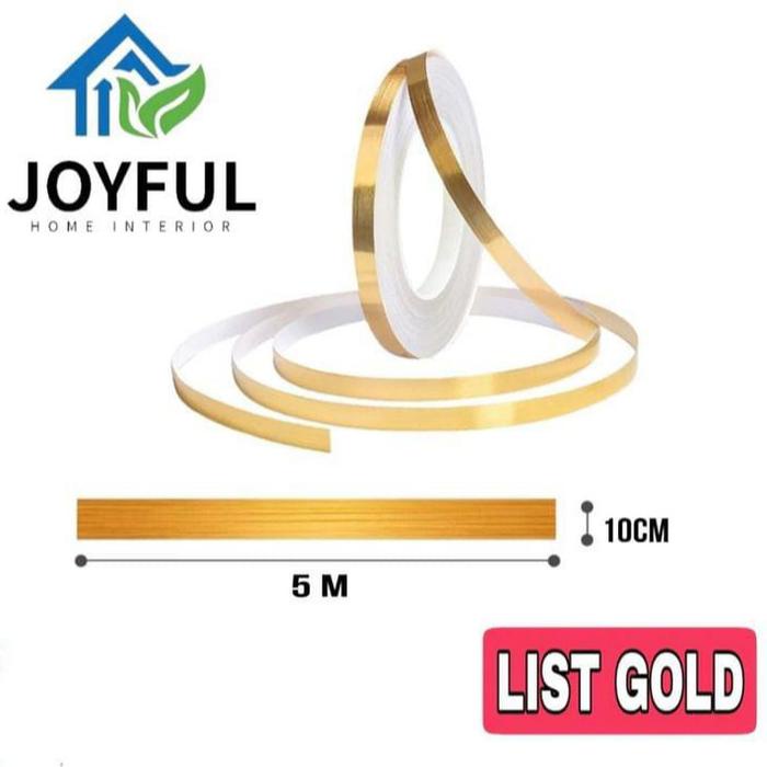 JTTOP" STICKER LIST MIRROR GOLD LANTAI/DINDING HIGH QUALITY