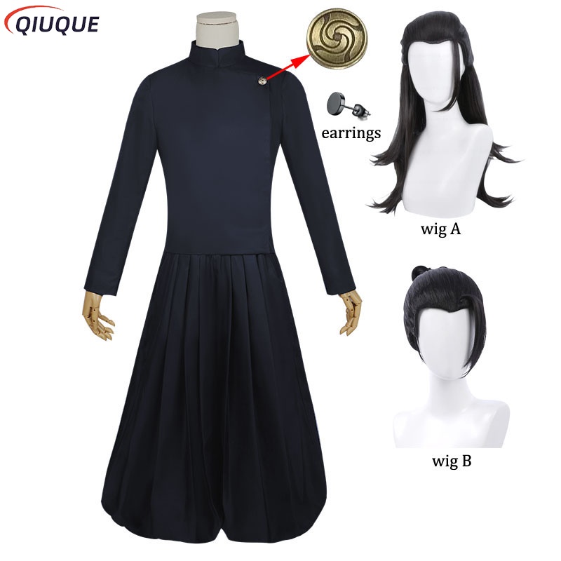 Geto Suguru Cosplay Anime Jujutsu Kaisen Cosplay Costume Wig Earrings Adult Children Dark Blue Shirt