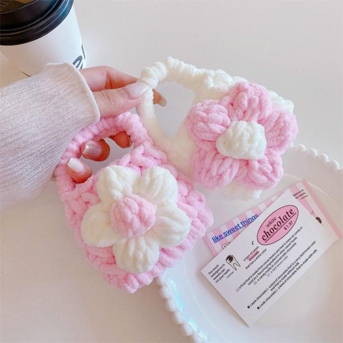 Universal Eahone Case rajut bunga lucu Bluetooth eahone wireless headset earbud headphone case