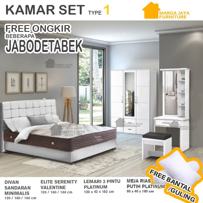 Kamar Set Elite Serenity Valentine Lemari Meja Rias Minimalis Ranjang