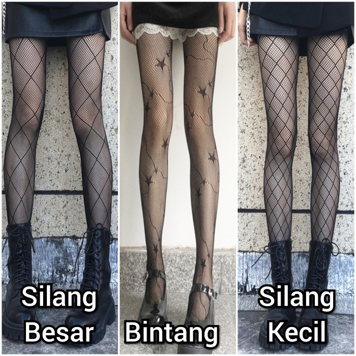 Stoking Net Stocking Celana Pantyhose Wanita Jaring Motif Silang