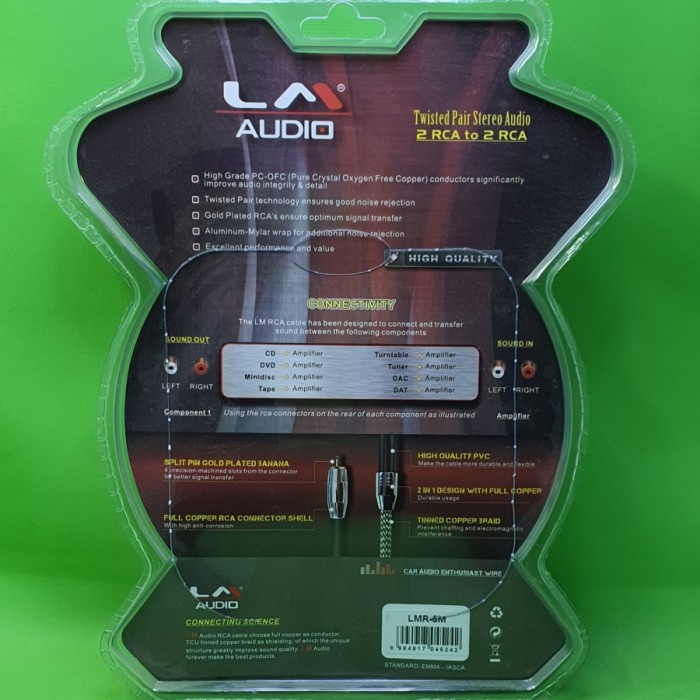 Murah Kabel Rca Lm Audio 5 Meter (Gold Plated Connector)