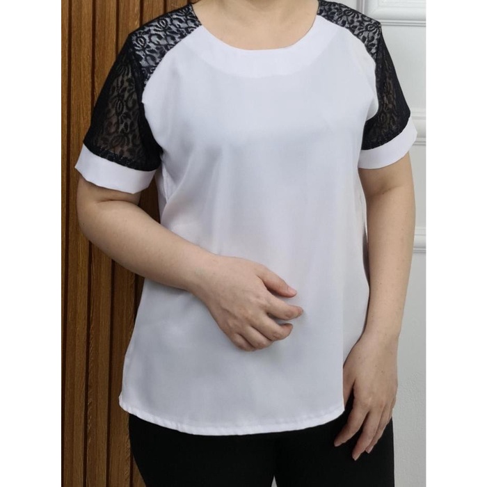 (Good) LVL - Blus Jumbo Wanita Stela Brukat Atasan Blouse Cewek Model Baru Kombinasi Baju Casual