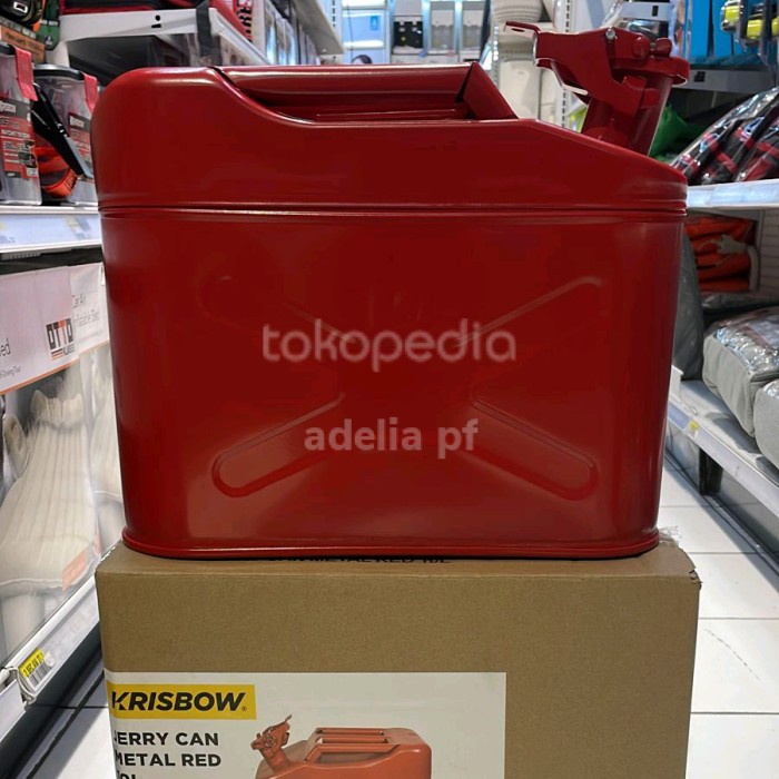Krisbow Ori Jerigen Bensin & Solar 10L Besi Metal Logam - Red