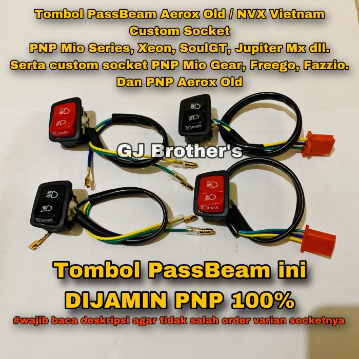 Tombol Pass Beam / PassBeam Aerox NVX Vietnam Custom Socket PNP Mio