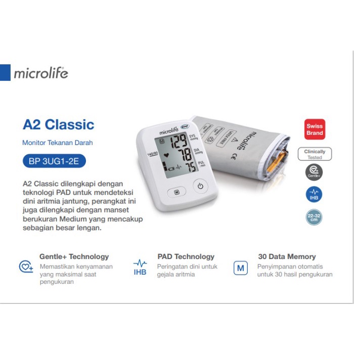 MICROLIFE TENSIMETER DIGITAL BP A2 CLASSIC - TENSI DIGITAL ALAT UKUR TEKANAN DARAH DIGITAL