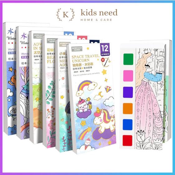 (1 Set) Paket Lukis Water Colours / Paket Melukis Anak Mewarna Cat Air / Buku Cat Mewarnai