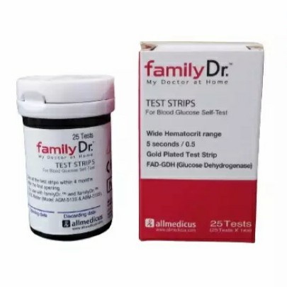 FAMILY DR GLUKOSA 25 TEST STRIP / ALAT CEK GULA DARAH / KIMIA FARMA