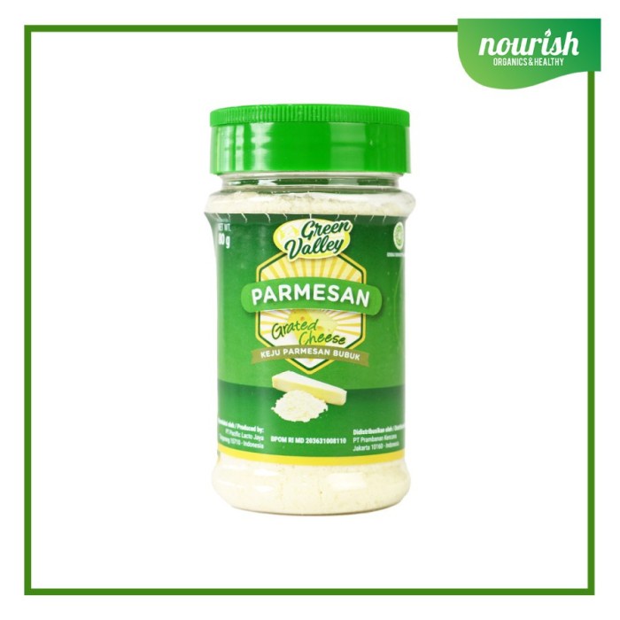 

(TopSeller) Green Valley Grated Parmesan Cheese / Keju Parmesan Bubuk, HALAL 80g