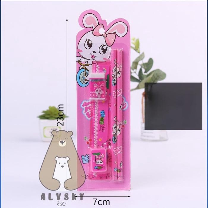 

Mini Stationery Set Alat Tulis Sekolah 5 In 1 Pensil Set Karakter Lucu
