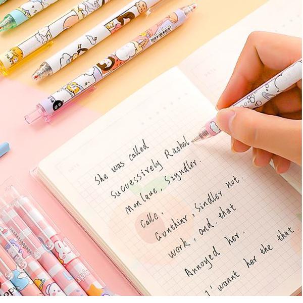 

1 Set 6 Pcs Pulpen Mekanik Lucu Gambar Kartun Tinta Gel Hitam Hb1375