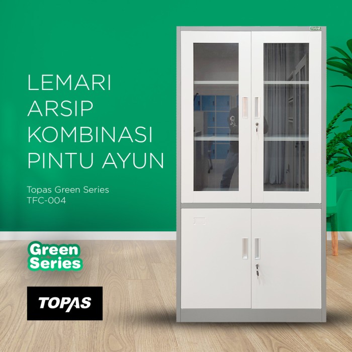 

pintar- Lemari Arsip Besi 2 Pintu buka Swing Besi 1/2 kaca Lemari Kantor file