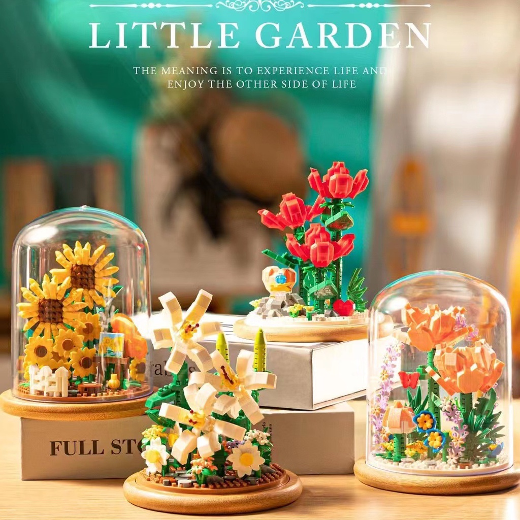 YUGAO Mainan Balok Susun Bunga Mawar Flower Dome LEGO 684 Bricks