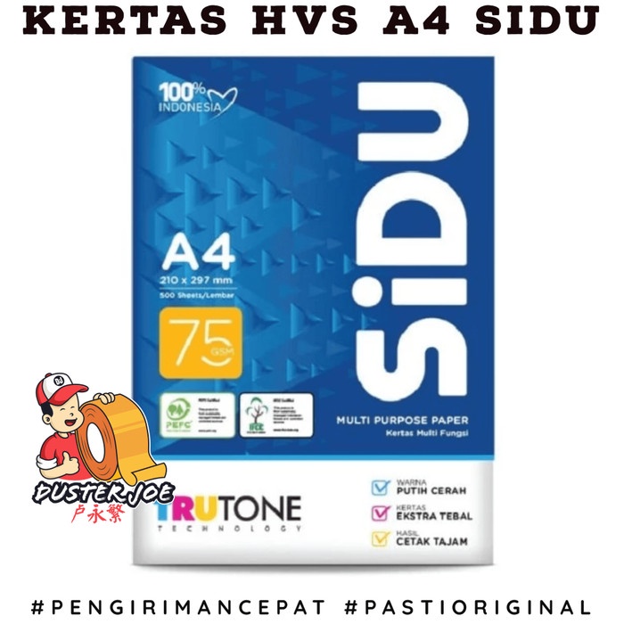 

pintar- Kertas HVS SIDU A4 75gr PER 1 RIM