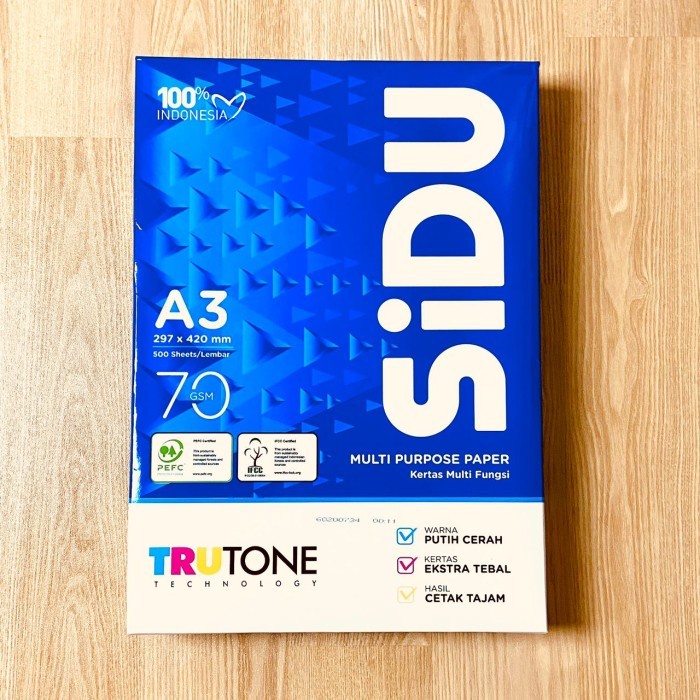 

pintar- Kertas HVS A3 SIDU 70gsm 297 x 420 mm