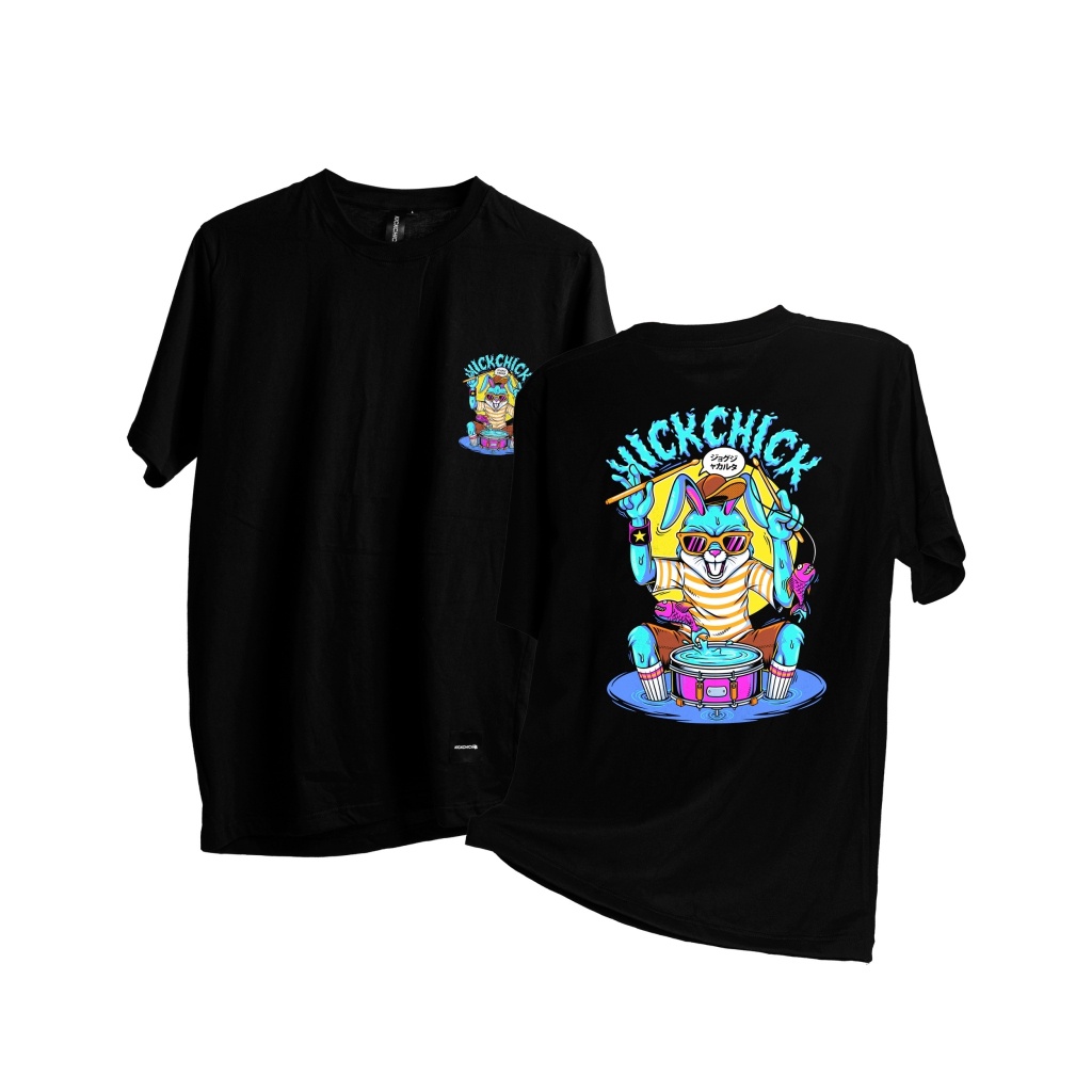 【COD】Kickchick Reguler Kaos Bunny Drum Black | Kaos Lengan Pendek KCTS-048