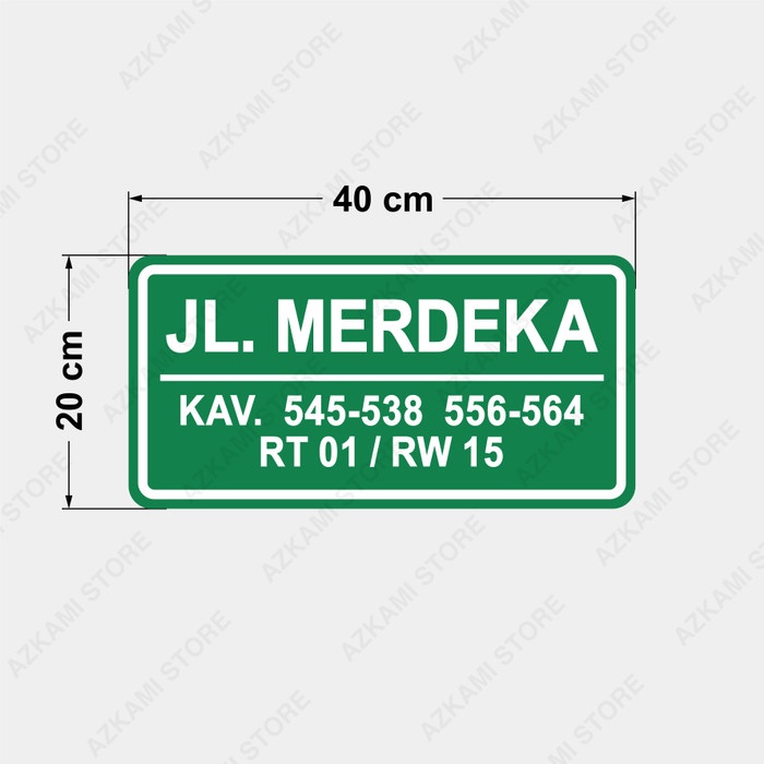

pintar- Rambu Plang Papan Custom Nama Jalan 40cm x 20cm Plat Alumunium