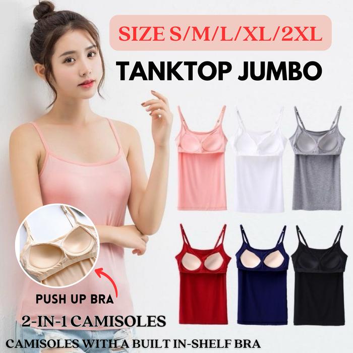 ONEFASHIONMALL BR211 TANK TOP BRA BIG SIZE JUMBO TANKTOP SINGLET PANJANG WANITA TALI ADJUSTABLE