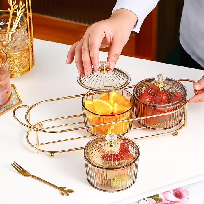 

OBRAL 3 IN 1 Snack Tray Toples Penyimpanan Makanan for Ringan Buah Potong Permen Snack Tray Toples