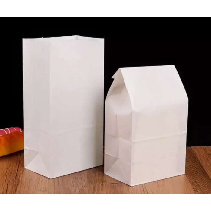

party- PAPER BAG - SOS BAG #12 - WHITE KRAFT -KANTONG KERTAS ROTI -30x20x10cm