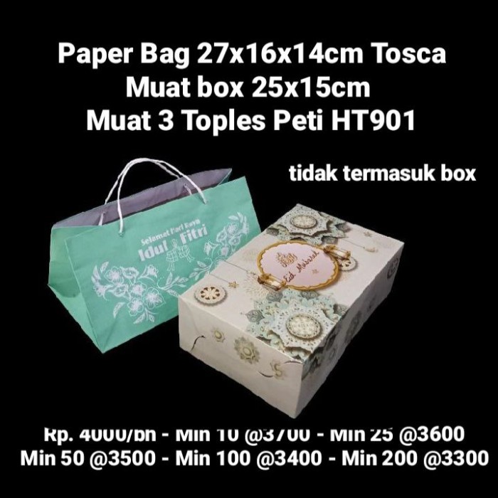 

party- Paper Bag 27x16x14cm Tosca Muat box 25x15cm Muat 3 Toples Peti HT901