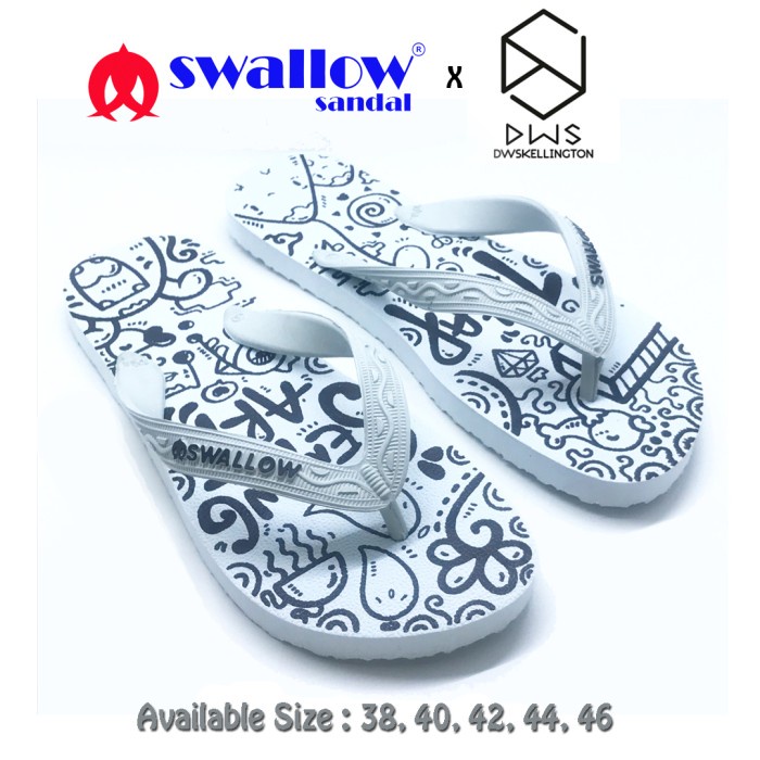 SANDAL SWALLOW X DWSKELLINGTON DOODLE WHITE - PUTIH TERLARIS