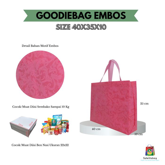 

party- (ISI 12 PCS ) Tas Spunbond Goodiebag Motif Embos Timbul Batik 3D Hajatan Souvenir Ulang