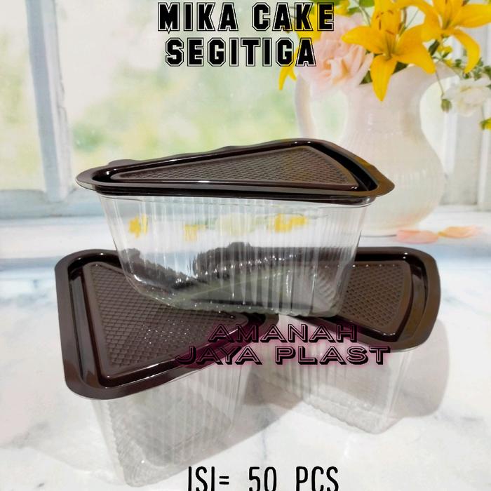 ( Isi 50Set) Mika Cake Segitiga Coklat / Mika Kue Potong / Ct Segitiga Kecil Mini