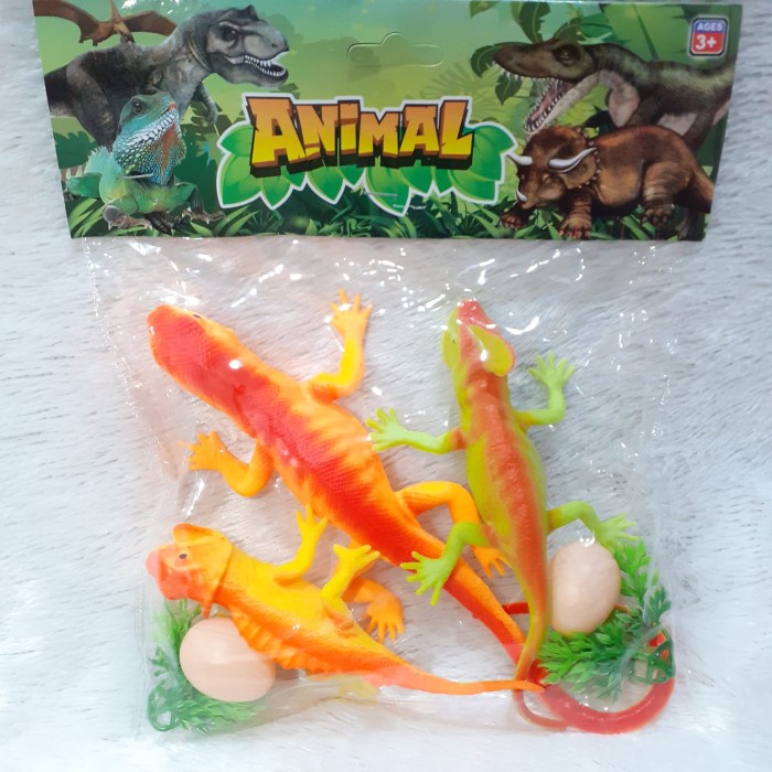 Promo Terbatas Mainan Binatang Karet Hewan Reptil Karet Mainan + 2 Telur Mainan Anak Aman