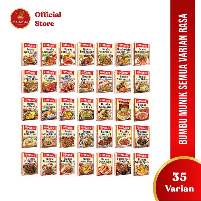 

CG985 MUNIK Bumbu Instan Halal Sayur Asem Ayam Goreng Nasi Kuning Opor Soto Betawi Rawon Sambal