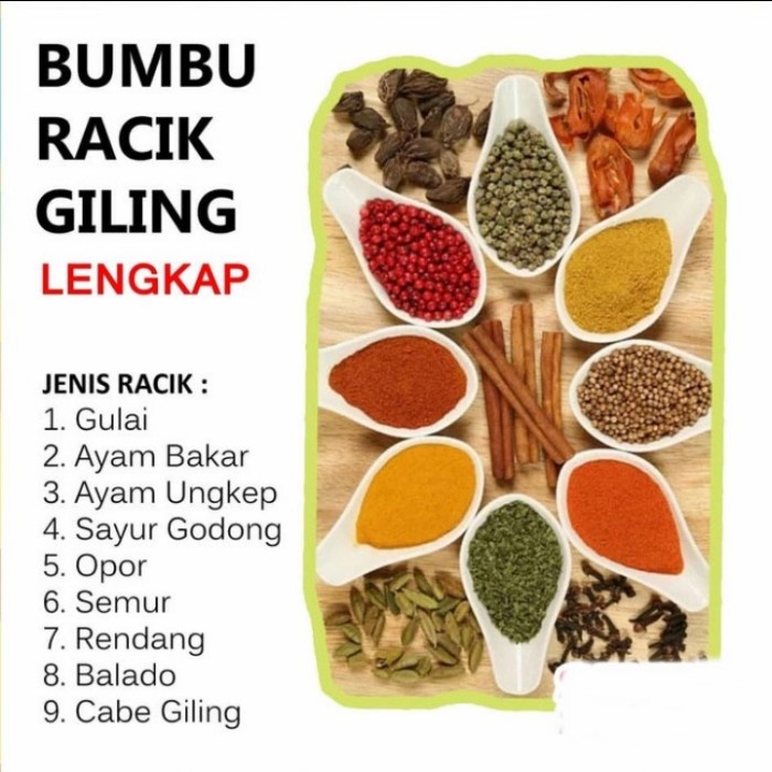 

QQ239 BUMBU RACIK GILING / BUMBU MASAK INSTAN - LENGKAP (1 pack) TERBARU