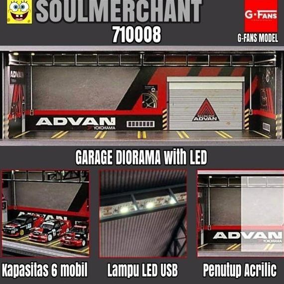 G-FANS MODEL SKALA 64 DIORAMA DIECAST HOTWHEELS GARAGE ADVAN YOKOHAMA