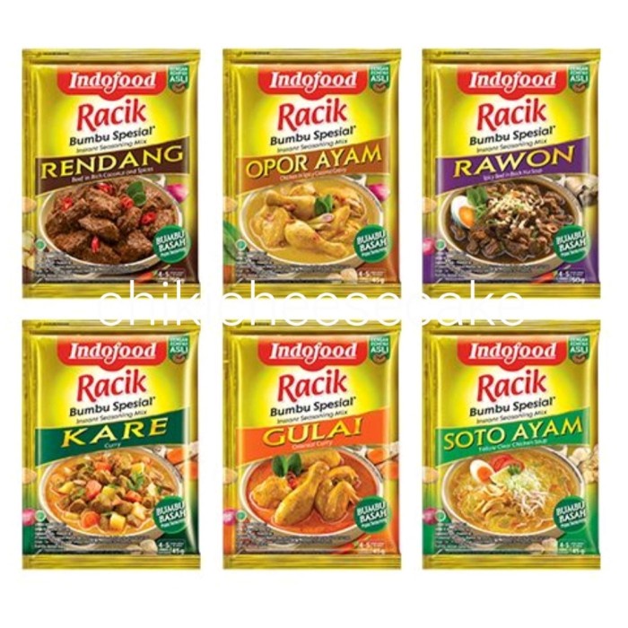 

RJ239 BUMBU INDOFOOD RACIK RENDANG OPOR AYAM RAWON KARE GULAI SOTO INSTAN TERBARU