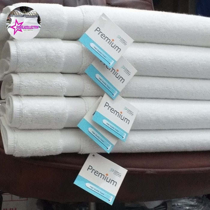 PREMIUM KESET HOTEL/BATH MATH POLOS PUTIH 100% COTTON TERRY PALMER 45X65cm