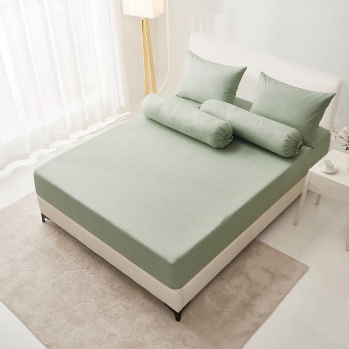 PREMIUM Informa 160X200 cm Set 5 Pcs Seprai Queen Microfiber Yoda - Hijau Sprei Seprai Aesthetic