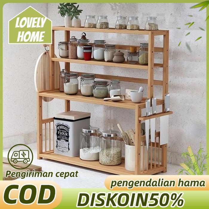 PREMIUM Rak Dapur Rak Bumbu Rak Multifungsi Rak Organizer Dapur Rak Dapur bambu Rak Dapur Susun