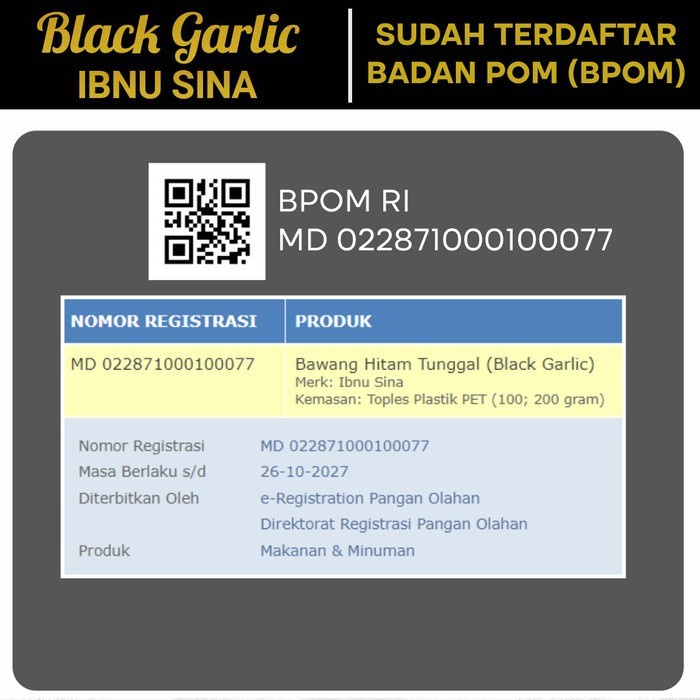 

Lezat- (ORIGINAL) Black Garlic Bawang Hitam Tunggal Ibnu Sina 1Kg