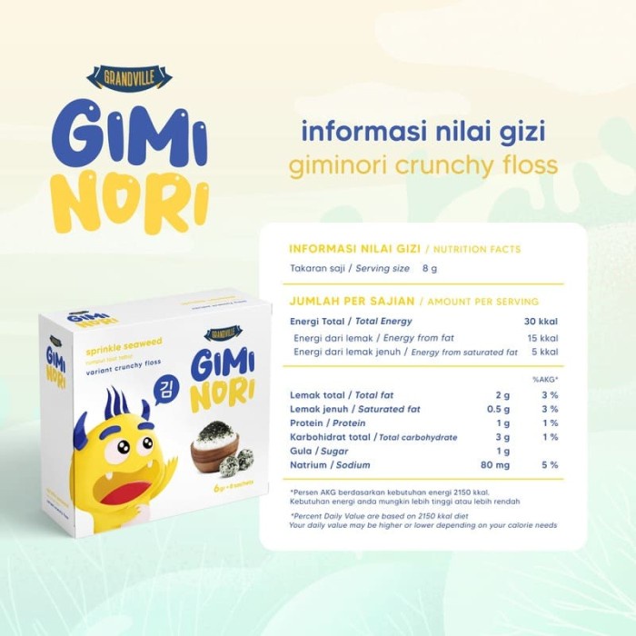

Grandville Gimi Nori Rumput Laut Variant Crunchy Floss Abon Cemilan Makan MPASI