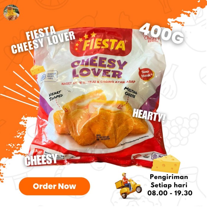 

Lezat- FIESTA CHEESY LOVER CHICKEN NUGGET PREMIUM Naget Ayam Keju 500g
