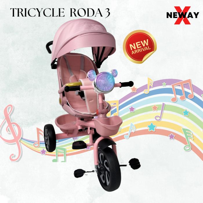 READY STOK SEPEDA ANAK RODA 3 TRICYCLE BAYI RODA TIGA SEPEDA TRIKE STROLLER DORONG LIPAT MUSIK