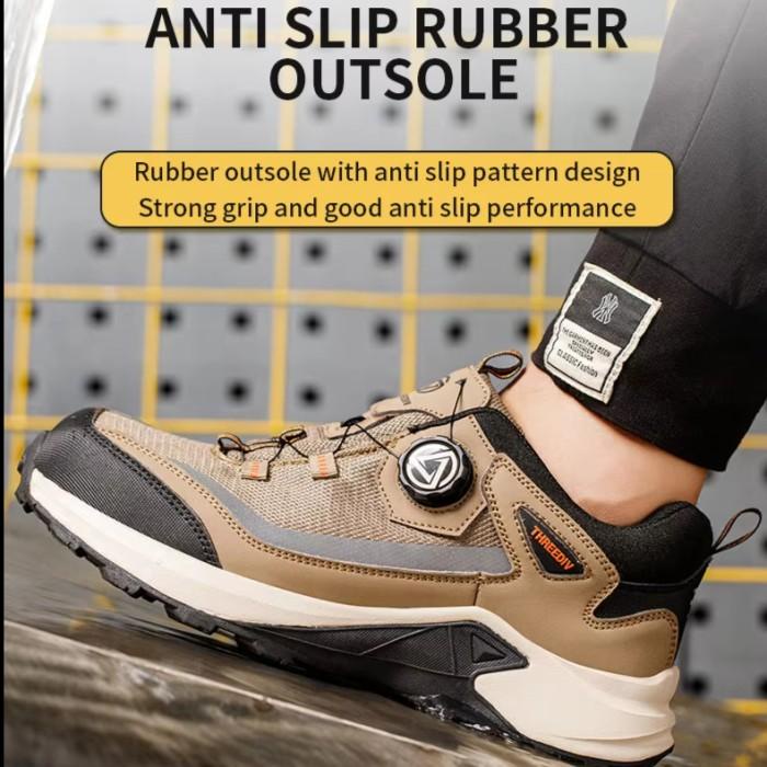 Sepatu Safety Import Model tali putar Boa System Ujung Besi Sporty Safety Shoes Anti Paku Safety