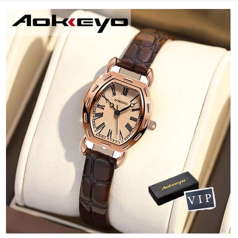 Jam Tangan Wanita AOKEYO S053 Jam Tali Kulit Tahan Air