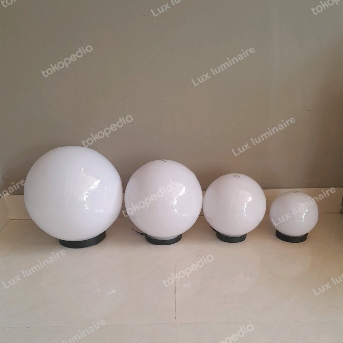 kap lampu taman bulat susu