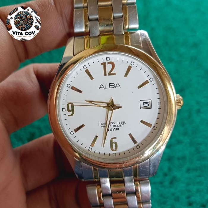 Jam Tangan Second Bekas Alba Original Duo Tone Silver Gold 42mm Quartz *