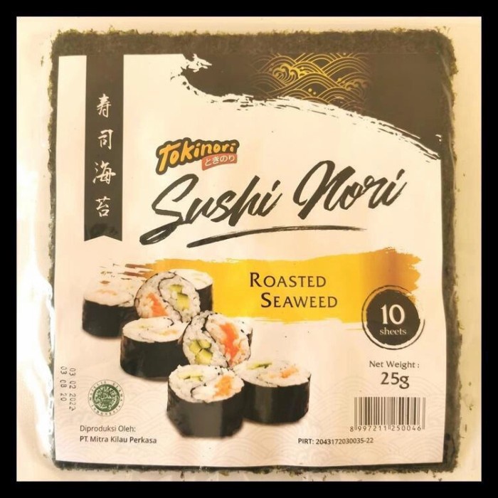 

Tokinori Yaki Sushi Nori Halal Mui Roasted Seaweed Uk 21X19 Cm 10 Shee