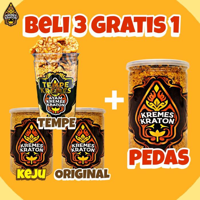 

[Beli 3 Gratis 1] Bundle Kremes Keju , Kremes Ori , Tempe Kremes, Kremes Pedas "Kremes Kraton